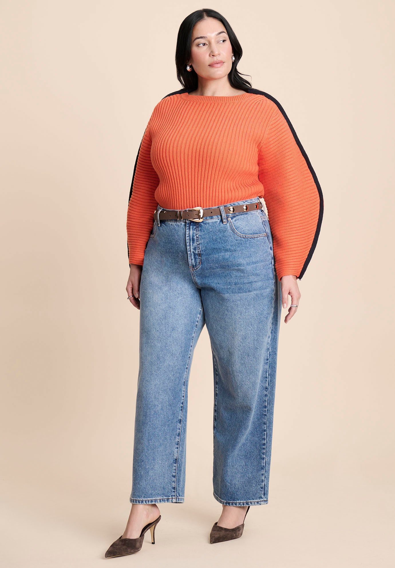 Studded Triangle Belt, CHOCOLATE, on-hover image number 1