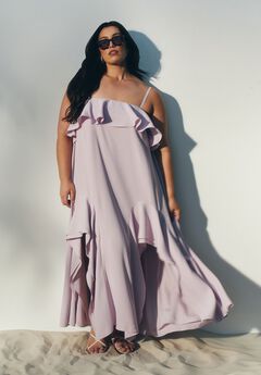 Ruffle Detail Maxi Trapeze Dress