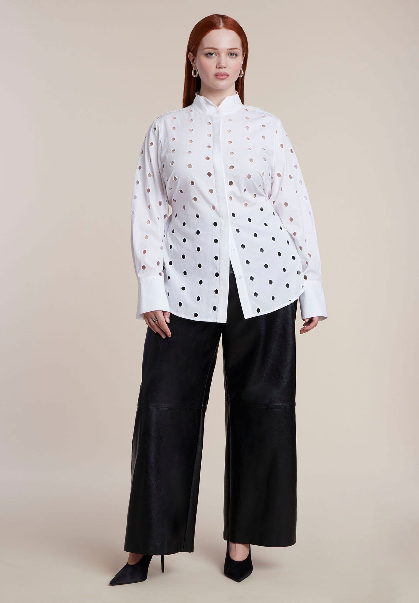 Dot Cut-Out Button Up Top, OPTIC WHITE, alternate image number 4
