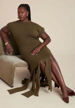 Lurex Sweater Dress W Fringes