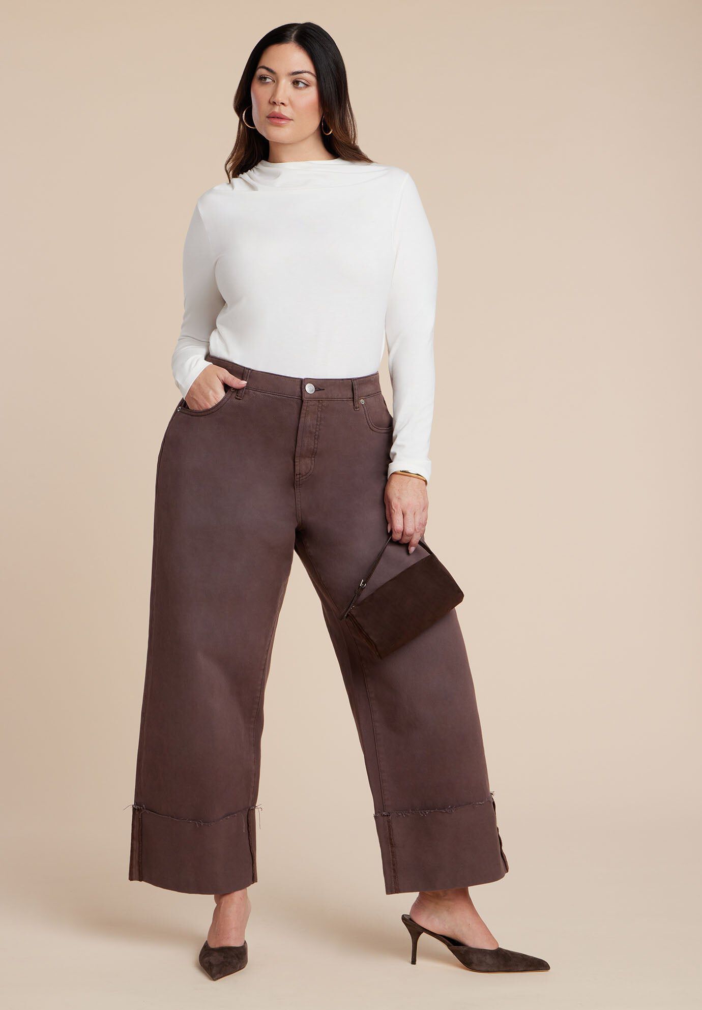 Tall Cuff Jean, BROWN, hi-res image number 0