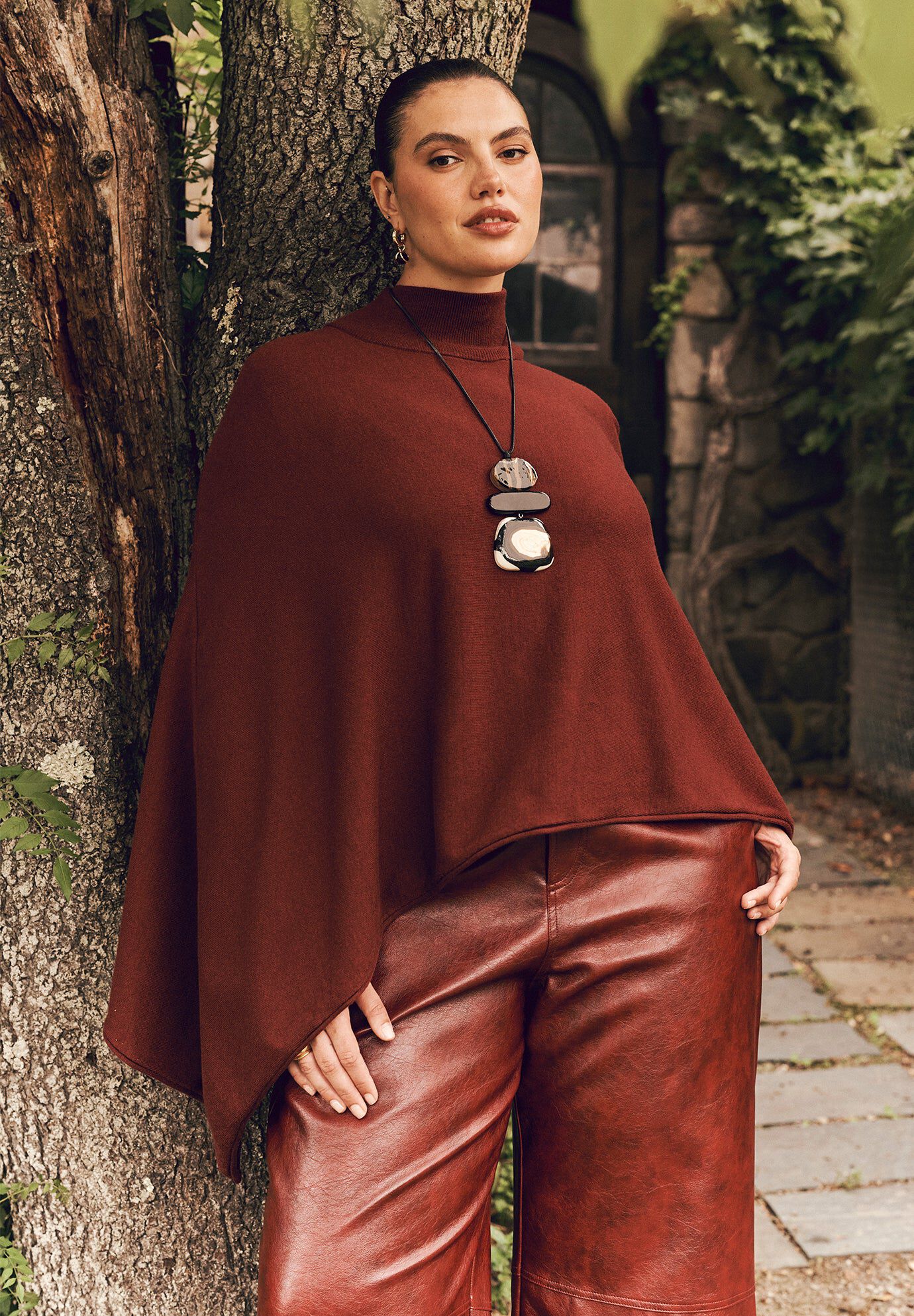 Asymmetric Turtleneck Cape