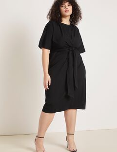 Cross Front Flutter Sleeve Dress