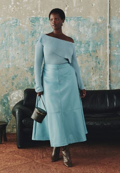 Faux Leather Midi Skirt