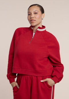 Stripe Detail Quarter Zip Sweatshirt