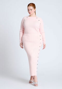 Maxi Sweater Skirt With Button Down Placket