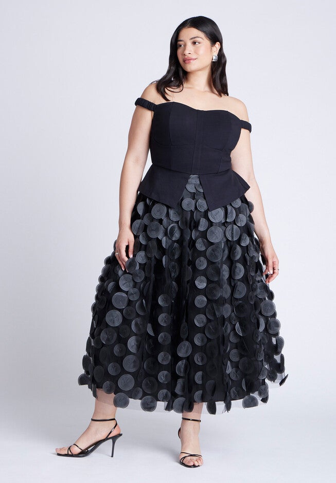 Dimensional Dot Full Skirt, BLACK ONYX, alternate image number null