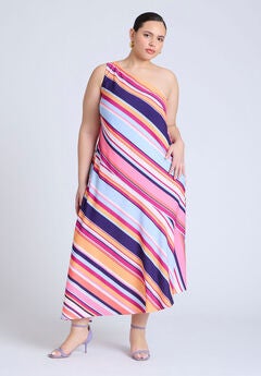 One Shoulder Multi Color Dress