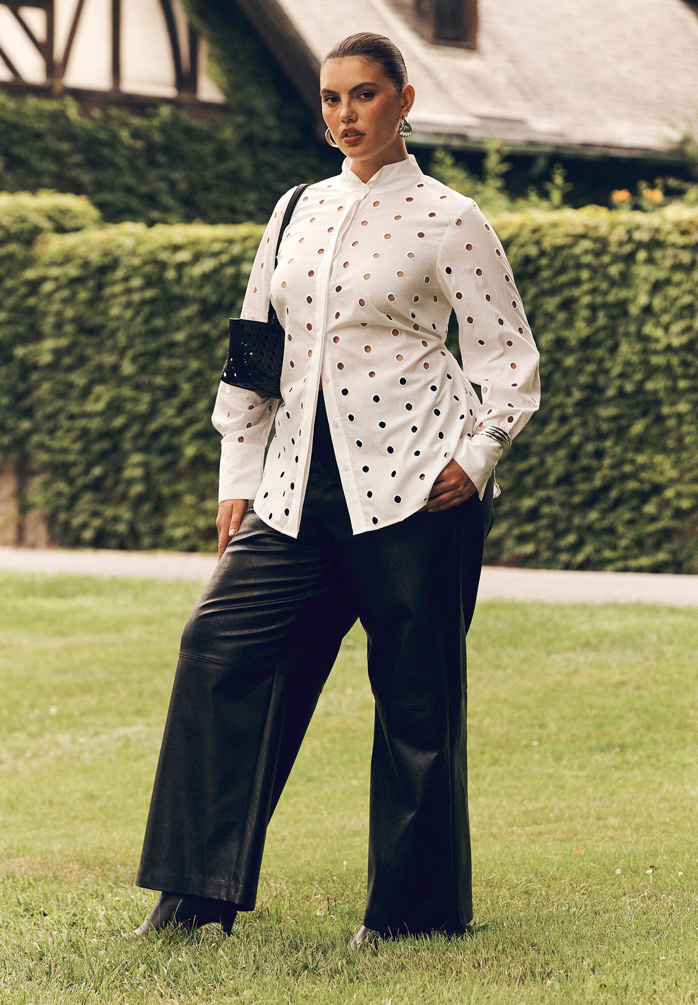 Dot Cut-Out Button Up Top, OPTIC WHITE, hi-res image number 0