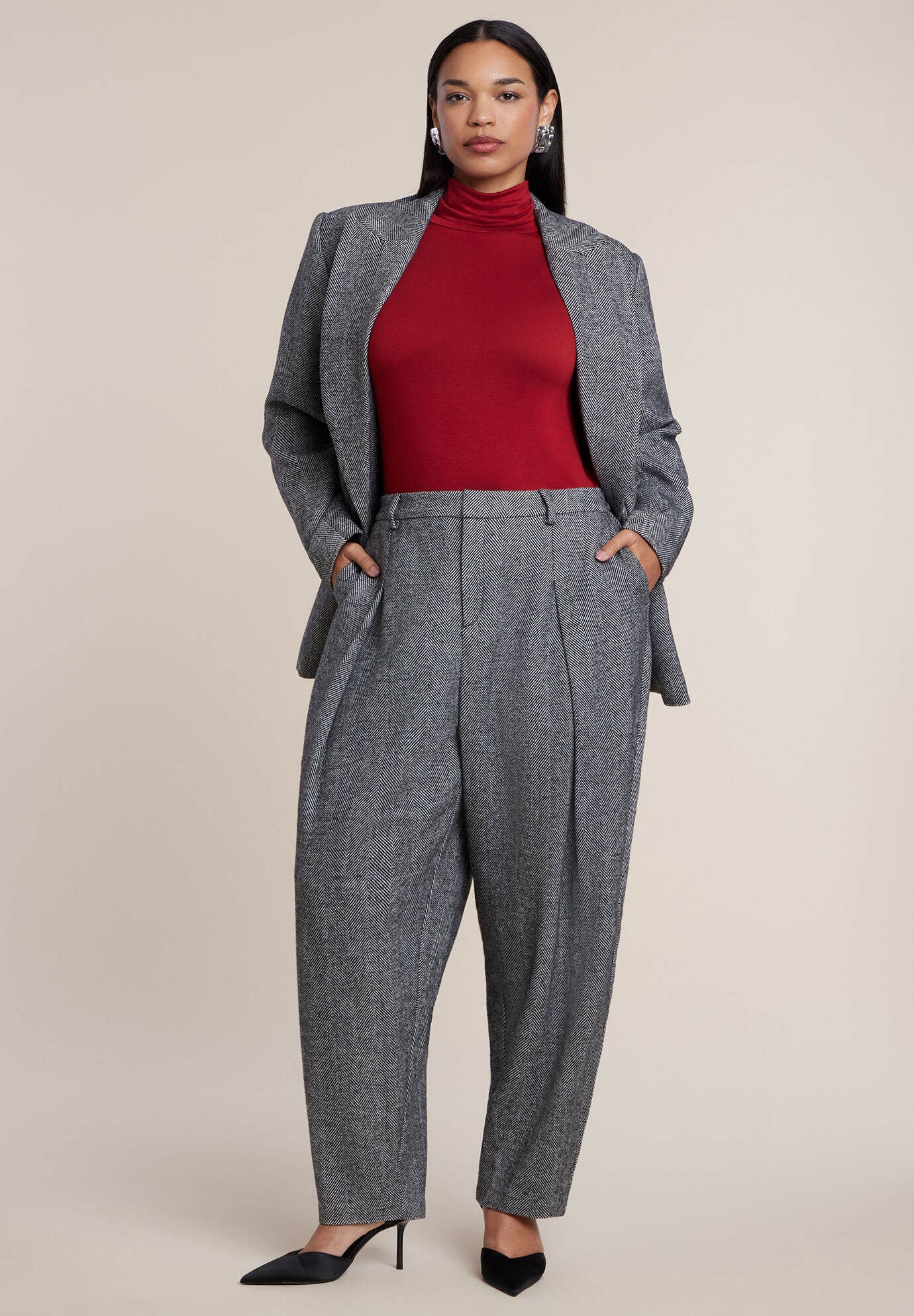 Herringbone Straight-Leg Trouser
