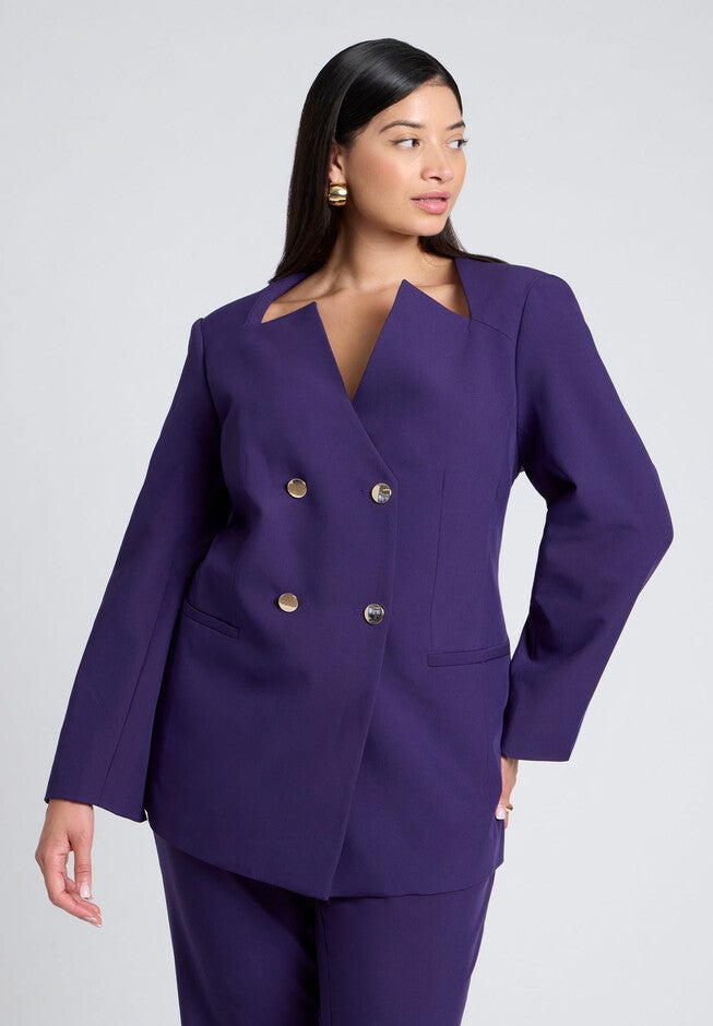 Cutaway Neckline Blazer, PARACHUTE PURPLE, hi-res image number null