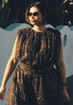 Sequin Strong Shoulder Top