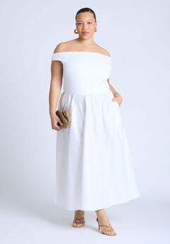 Boat Neck Mixed Fabric Dress