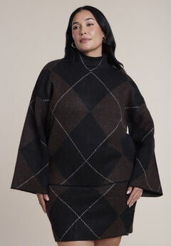 Mockneck Intarsia Sweater