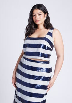 Sequin Striped Crop Top