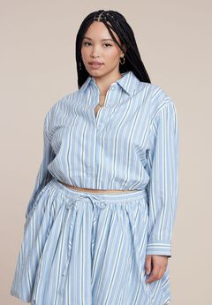 Cropped Button Up Poplin Top