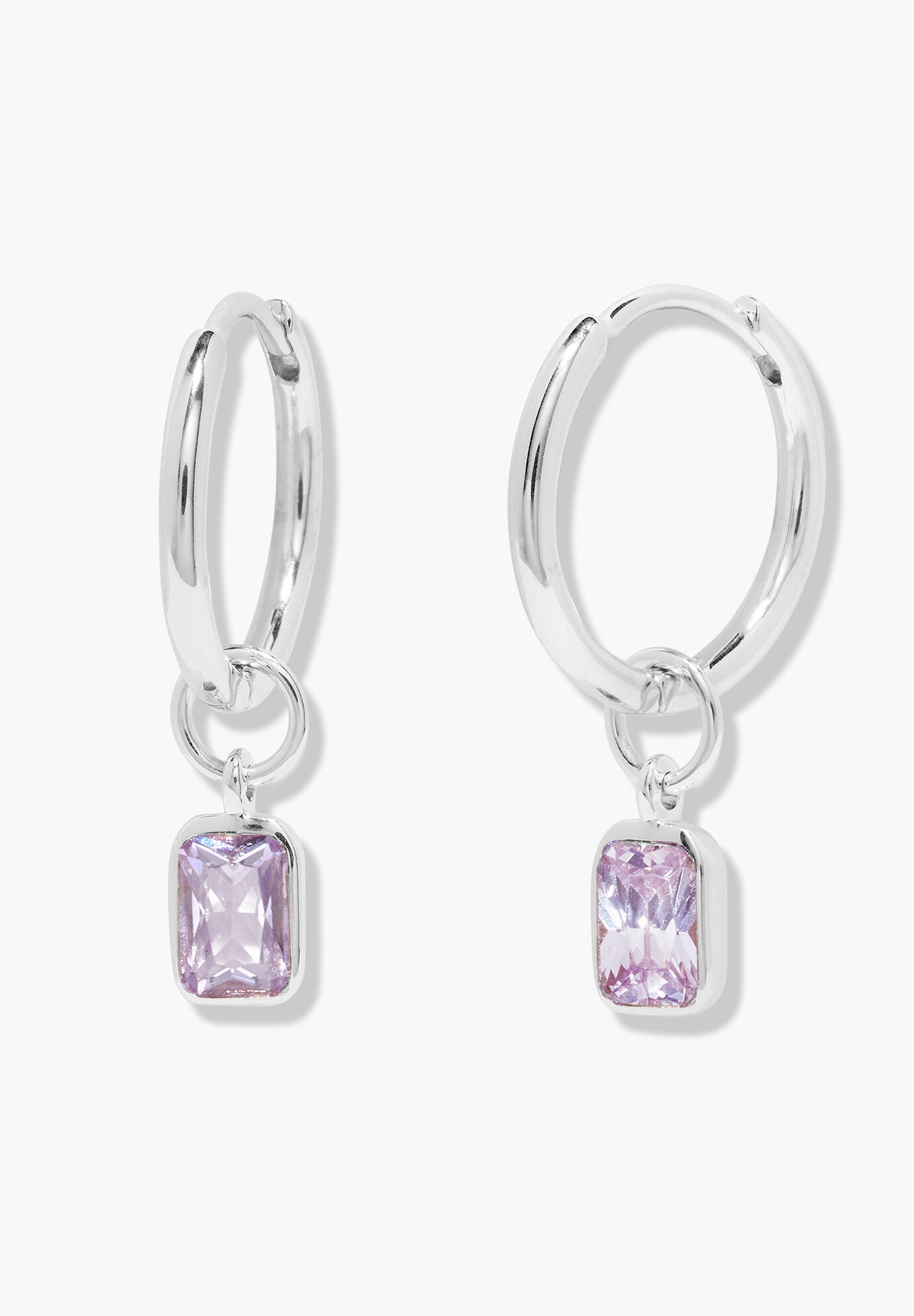 Mackenzie Silver Birthstone Hoops, JUNE, hi-res image number 0