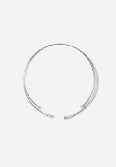 Two Row Cz Wire Collar Necklace