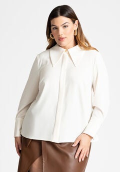 Pointed Collar Button Up Shirt