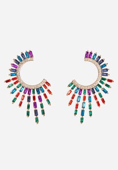 Rhinestone Multi Gem Spray Earrings