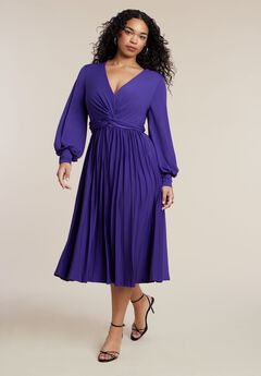 Knot Front Pleated Skirt Dress