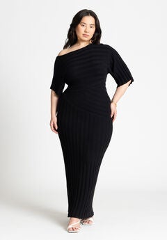 Mixed Directional Rib Midi Dress