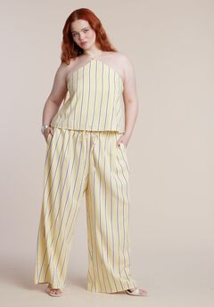 Drawstring Wide Leg Linen Pant