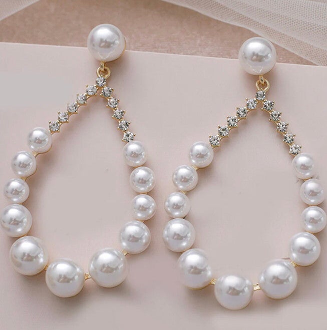 Paisley Earrings, GOLD AND PEARL, hi-res image number null