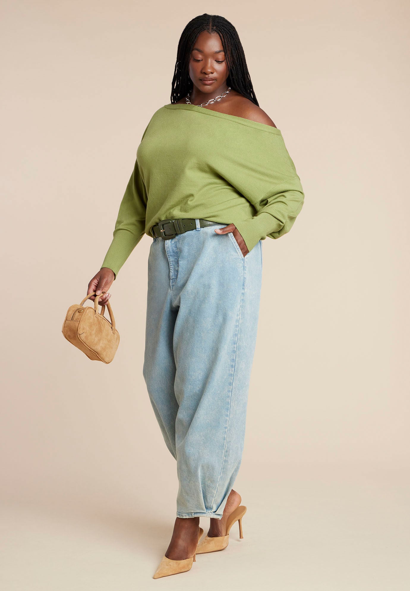 Slouchy Sweater, CHARTREUSE, alternate image number 3