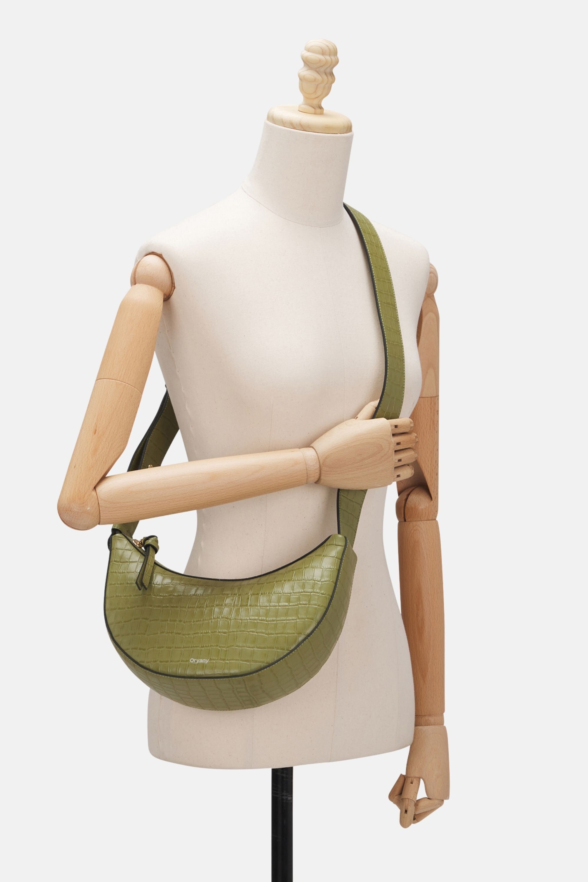Rookie Croco Crossbody Medium- Cream, LEAF OLIVE, alternate image number 1