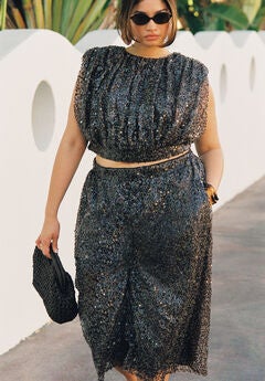 Sequin Pull On Wide Leg Culotte