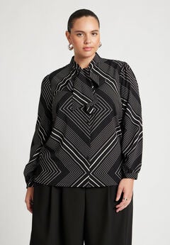 Printed Tie Neck Blouse