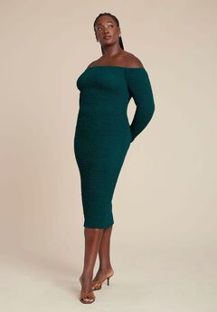 Off Shoulder Textured Dress