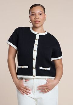 Plus Size Short Sleeve Cardigan