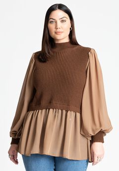 Twofer Sweater With Chiffon