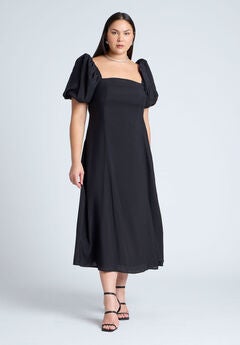 Puff Sleeve Flare Dress