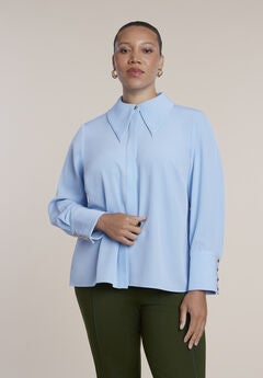 Pointed Collar Button Up Shirt