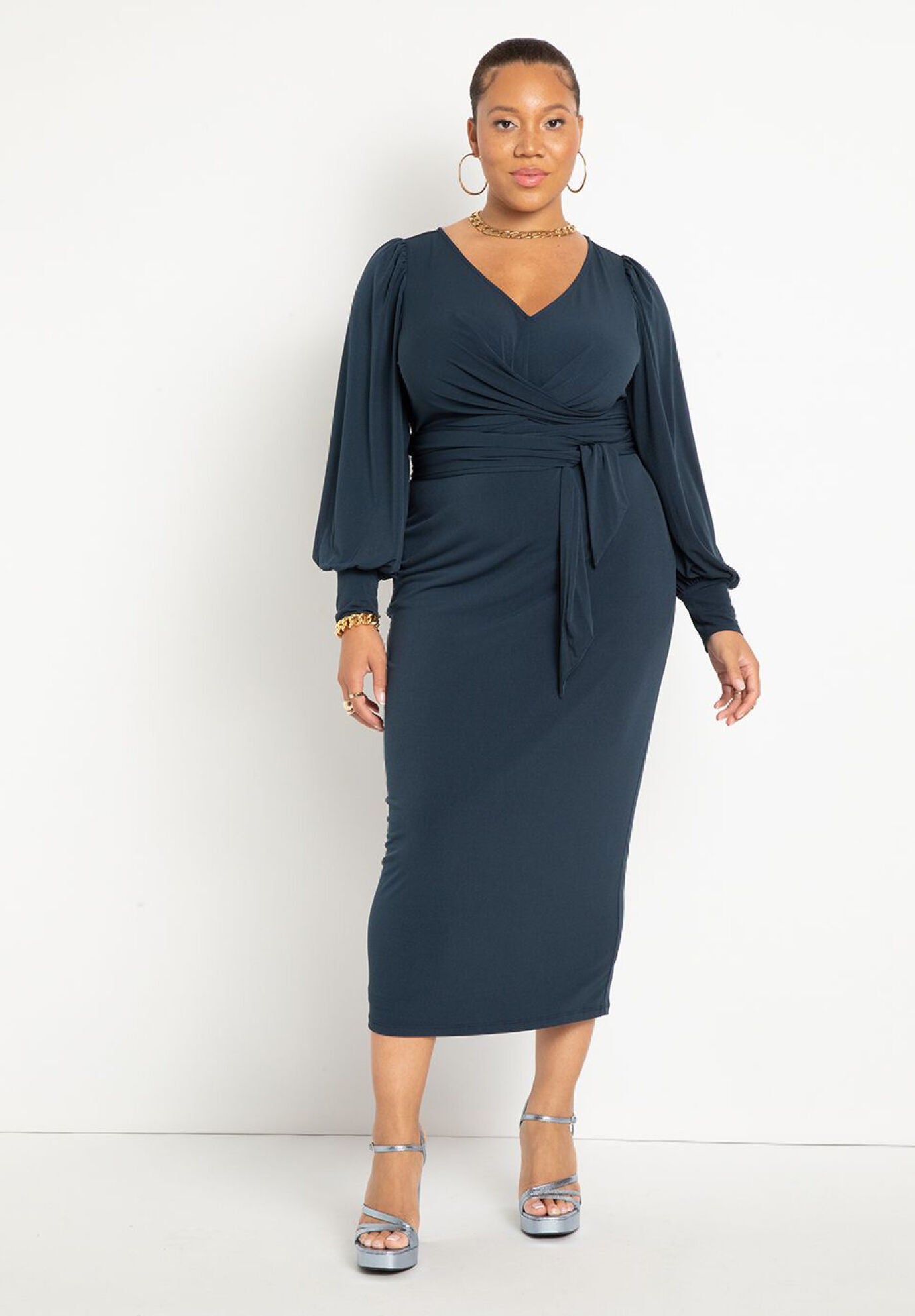 Cross Front Midi Dress﻿