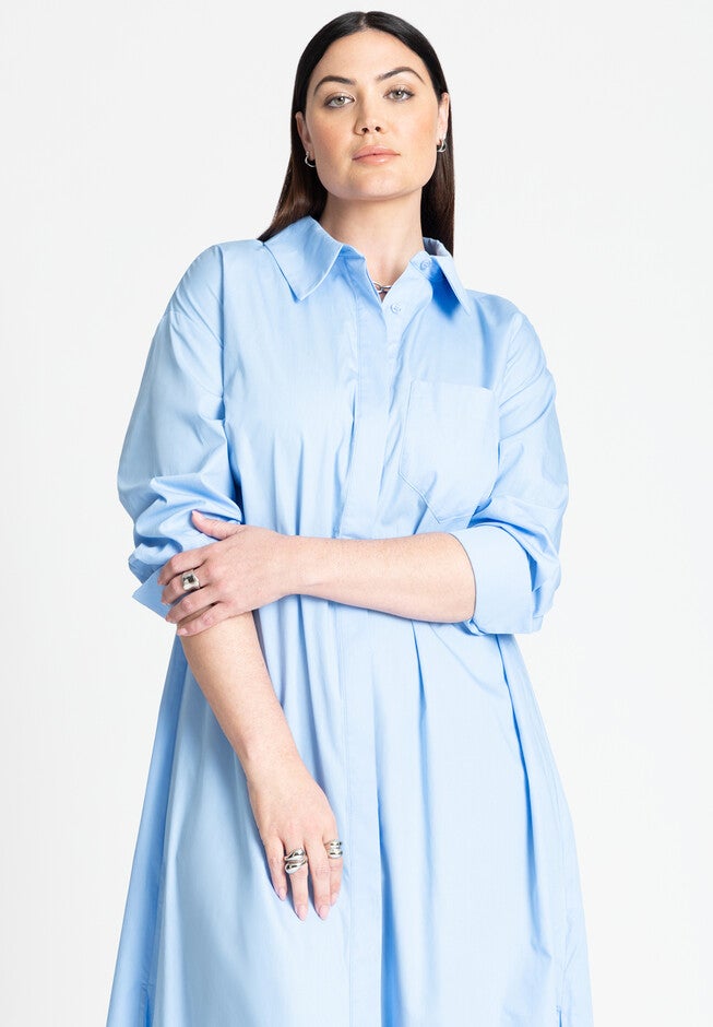 Collared Maxi Shirt Dress, OPEN AIR, alternate image number null