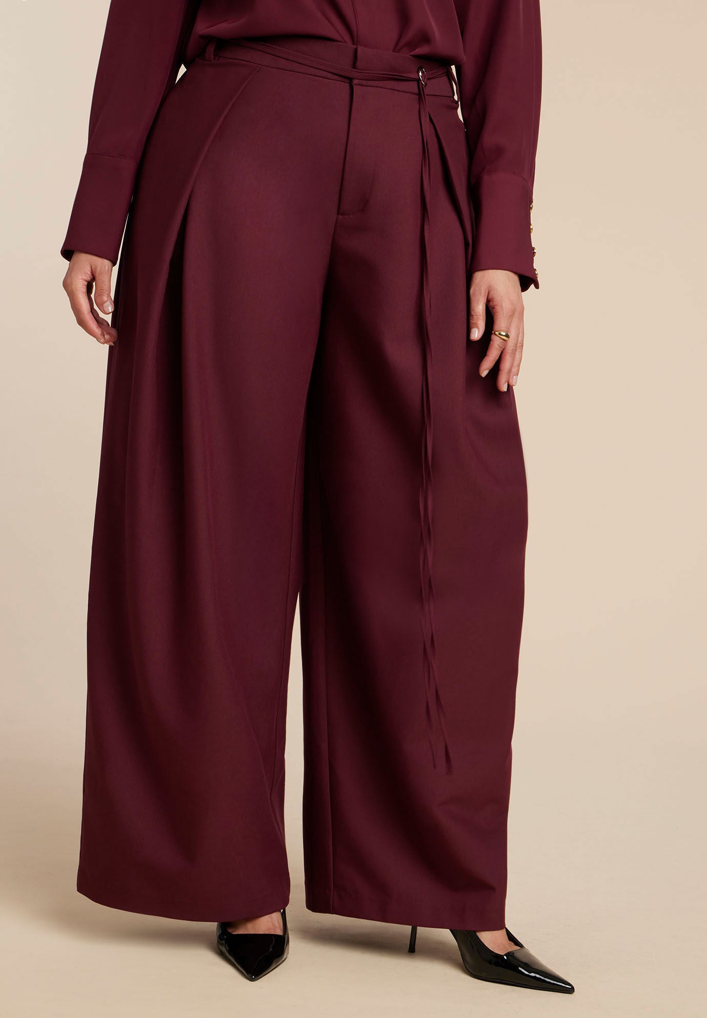 Pleat Detail Trouser With Long Belt, PORT ROYALE, alternate image number 2