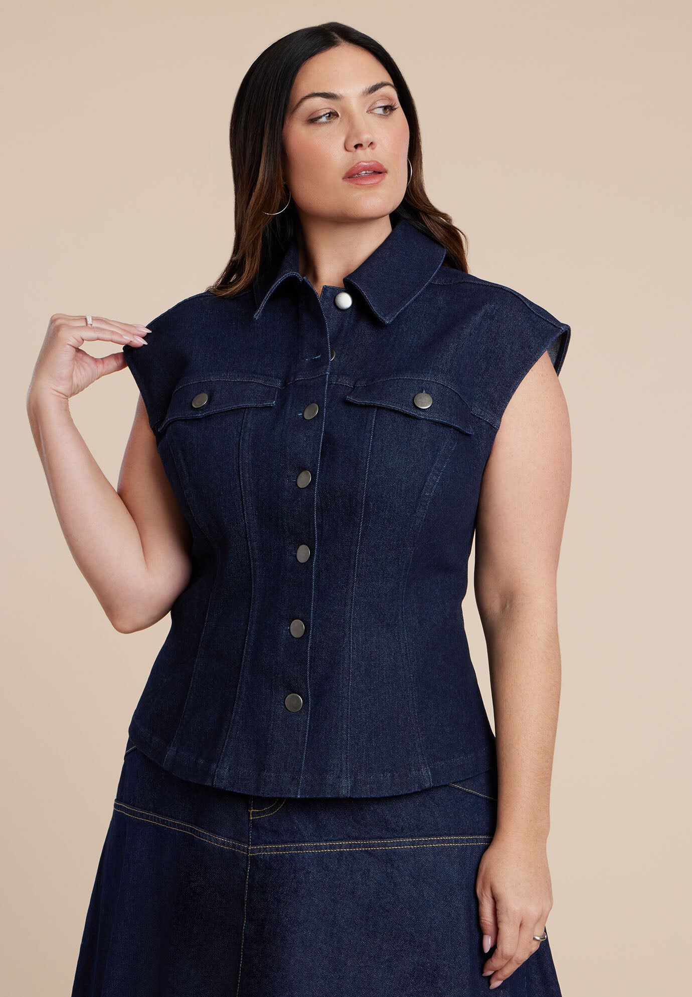 Structured Denim Vest | Dia & Co