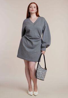 Shirred French Terry Mini Dress