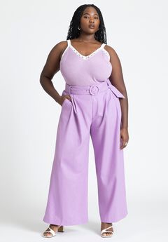 Pleat Detail Pant With Belt