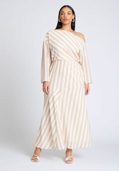 One Shoulder Stripe Asym Dress