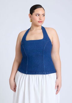 Comfort Stretch Denim Halter Top