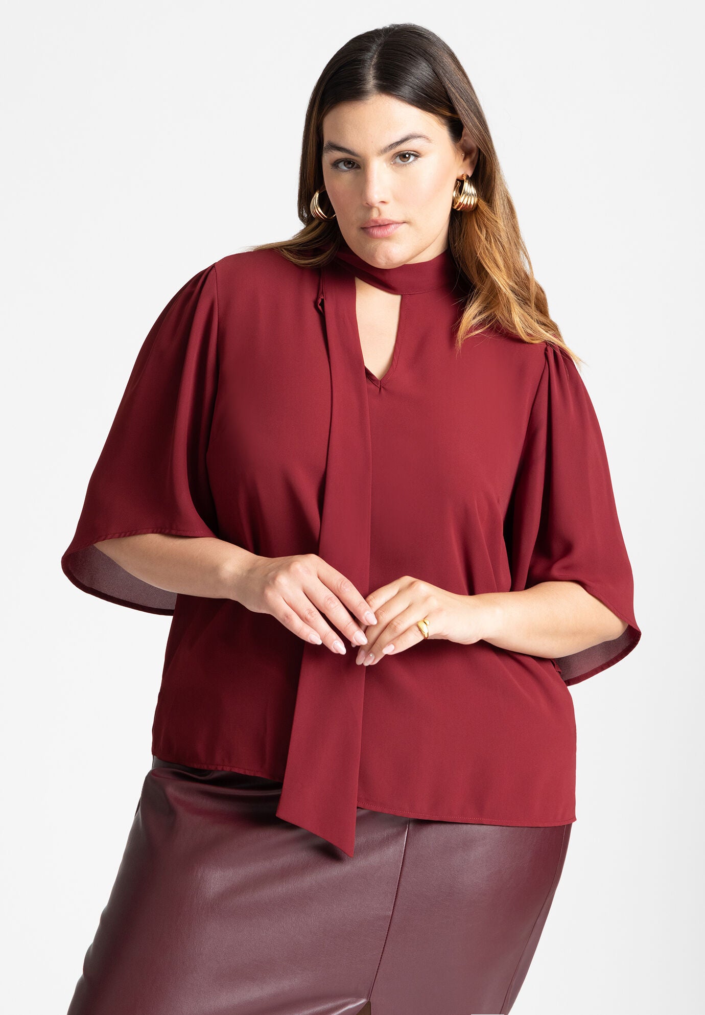 Bow Blouse with Flutter Sleeve﻿