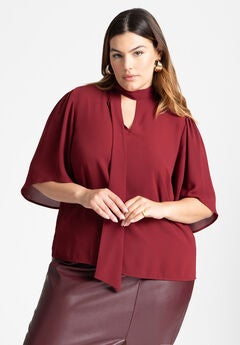 Bow Blouse with Flutter Sleeve