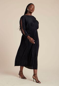Plisse Open Sleeve Dress