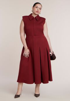 Ponte Sleeveless Midi Shirt Dress