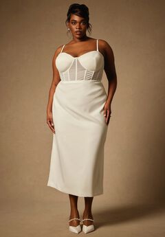 Bridal by ELOQUII Sheer Bodice Structured Dress